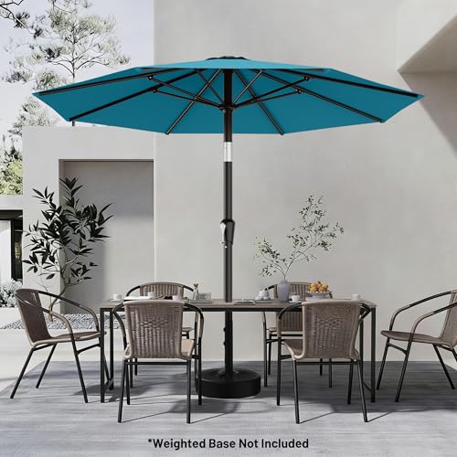 AreShark 9FT Outdoor Patio Umbrella with Tilt and Crank, Lake Blue - color: Lake Blue, size: 9ft