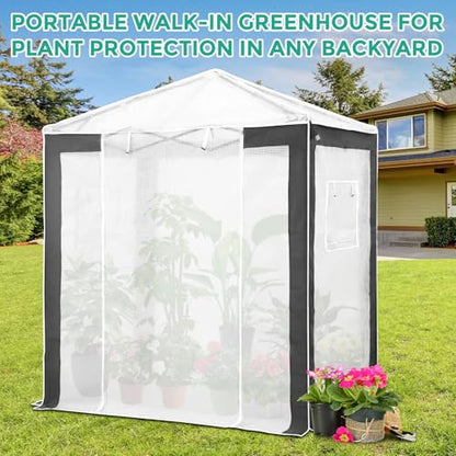 EAGLE PEAK 6x4 Walk in Pop Up Greenhouse, Gray/White - color: Gray/White, size: 6x4