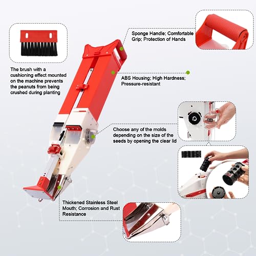 Manual Handheld Seeder Double Cylinder Seeder & Fertilizer Spreader Adjustable Handheld Seeder Fertilizer with Seeding 5 Molds Garden Plant Tool for Corn Peanut
