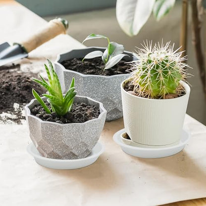 6 Pack 4 Inch White Plant Saucers Plastic Drip Trays for Pots - color: White, size: 4 Inch
