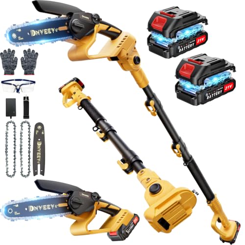 2-in-1 Cordless Pole Saw & 6-Inch Mini Chainsaw for Tree Trimming