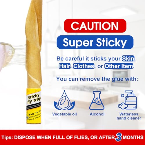60 Pack Fly Strips Indoor Hanging Fly Trap Outdoor Sticky with Pins - size: 60 pack