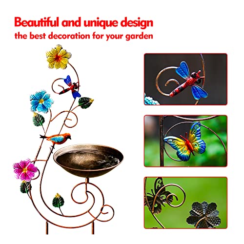 YYWMWM Metal Bird Bath with Trellis for Outside, 57” Height Birdbaths & Supports, Small Garden Decorative Trellises for Climbing Flowers Outdoor (Butterfly) - style: Butterfly