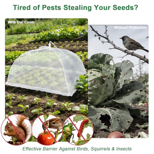 4 Packs Mesh Plant Cover with Ground Stakes, Pop-up Mesh Plant Protector