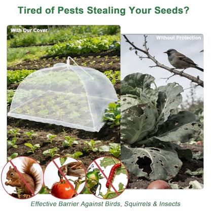 4 Packs Mesh Plant Cover with Ground Stakes, Pop-up Mesh Plant Protector
