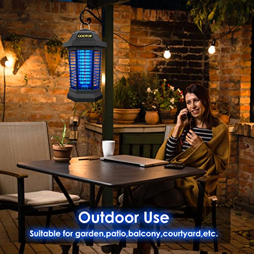 GOOTOP Bug Zapper Outdoor, Mosquito Zapper, 4200V 3 Prong Plug in Electric Fly Zapper, Mosquito Killer, Fly Traps, Flying Insects Zapper Indoor Outdoor, ABS Plastic Outer (Black) - color: BLACK
