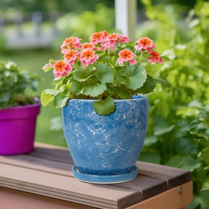 6 Inch Ceramic Plant Pot - Ceramic Planters Indoor, Blue - color: Sky Blue, size: 6 Inch