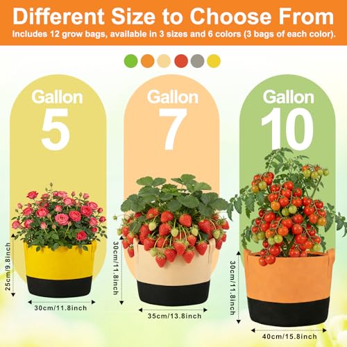 18 Pack Grow Bags, Heavy Duty Fabric Pots Nonwoven Potato Grow Bags