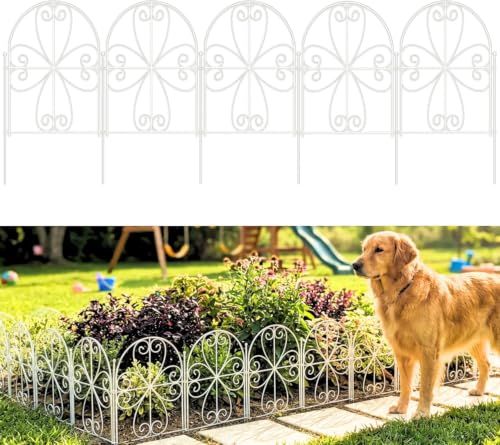 ShopLaLa Garden Fence (10 Panels) 12.5inx16.5in White Metal Wire Fencing