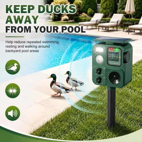 Solar Ultrasonic Goose Deterrent&Duck Repellent for Pool,Ponds,Yard,Docks