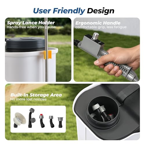 Battery Powered Backpack Sprayer 4.8 Gallon, 120 PSI Fingertip Pressure Control, Electric Weed Sprayer with 4.0Ah Battery & Charger, Telescopic Wand & 5 Nozzles for Lawn, Garden, Yard, Weed Killer