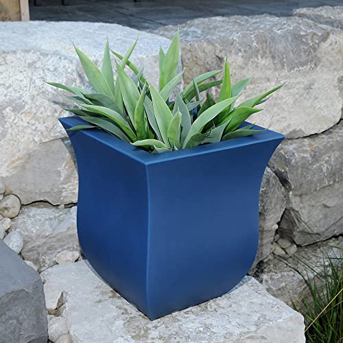 Mayne 5873-NB Polyethylene Planter, Neptune Blue 16x16 - color: Neptune Blue
