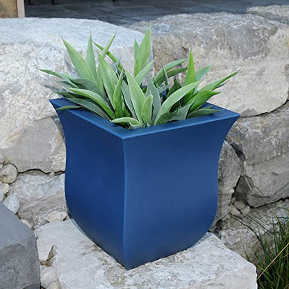 Mayne 5873-NB Polyethylene Planter, Neptune Blue 16x16 - color: Neptune Blue
