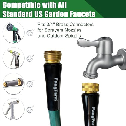 10FT Rubber Garden Hose, 5/8 in, 3/4 GHT Brass Fittings - size: 10FT