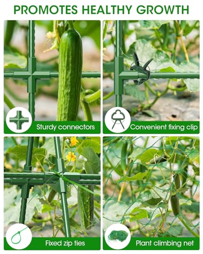 MYMULIKE 2 Pack Cucumber Trellis, Garden Trellis for Climbing Plants Outdoor, A-Frame Cucumber Trellis for Raised Bed, Plant Grow Support for Tomato, Squash, Vegetable, Flower(33"x47"x2Pcs)