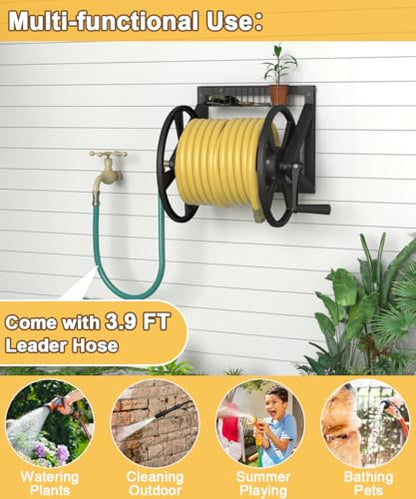 Artigarden Triangle Wall Mounted Garden Hose Reel Outdoor Hose Holder Black - color: Black