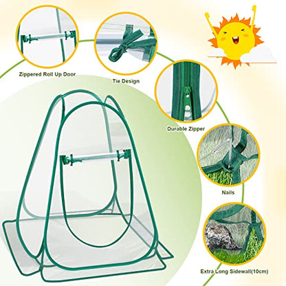 Pop Up Greenhouse Cover, Mini Greenhouse PVC Gardening Plant 4-Pack, Portable Small Green House for Indoor Outdoor, Sunshine Room Backyard Flow - style: 4 Pack
