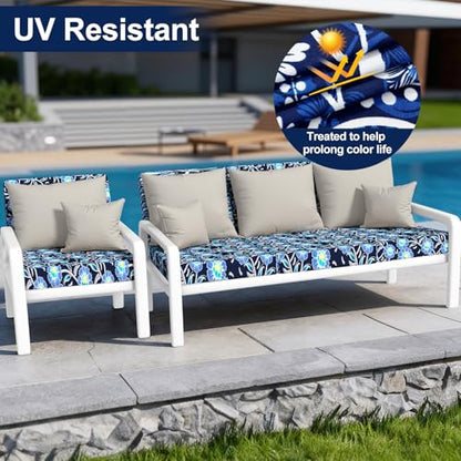 Smiry Waterproof Patio Cushion Covers, Stretch Outdoor Furniture Covers - color: Midnight Blue, size: 12PCS