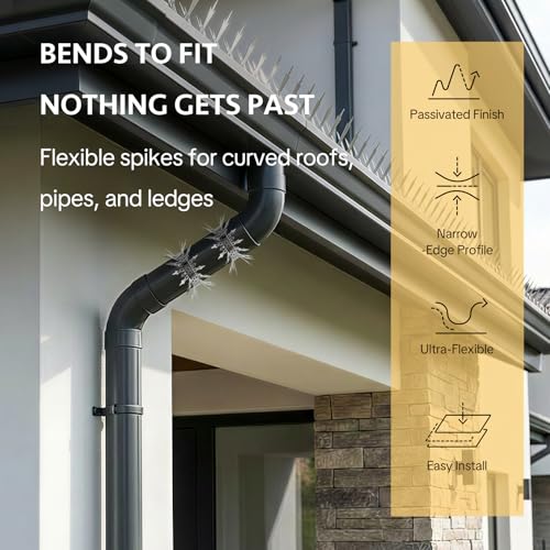 OFFO Bird Spikes for Outside, 304 Stainless Steel, 5 Pack 5 Ft, Silver - color: Bright Silver