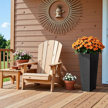 Devoko Resin 23.6'' Tall Planters, Large Taper Outdoor Planter - color: Black, size: 23.6" Set of 2