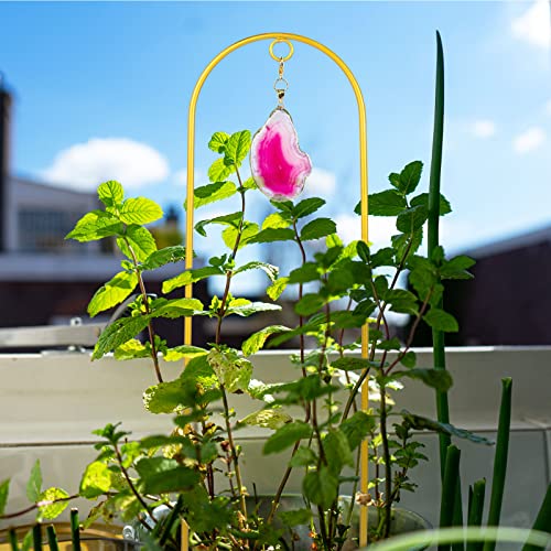 2PCS Small Gold Plant Trellis for Indoor Potted Climbing Plants with Agate - color: 03-Green Rosered