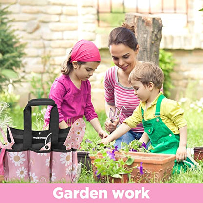 WORKPRO 5PCS Gardening Tools, Aluminum Heavy Duty Garden Tool Set with Bag - style: Pink with bag