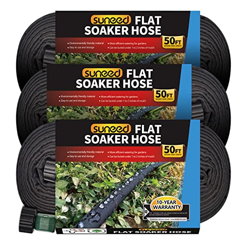 3-Pack Flat Soaker Hose 50 ft for Garden Watering Linkable - size: 50FT 3Pack
