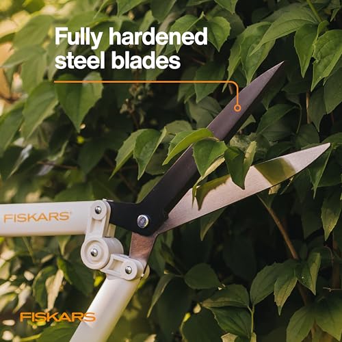 Fiskars 21" PowerLever Hedge Shears, Lightweight Garden Trimmer, White - style: Hedge Shears