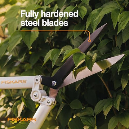 Fiskars 21" PowerLever Hedge Shears, Lightweight Garden Trimmer, White - style: Hedge Shears