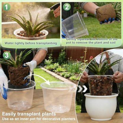 12 Inch Clear Nursery Pots with Drainage Holes, 4 Pack Flexible Large Plant Pots for Plants, Plastic Clear Nursery Pots for Seedling, Shrubs, Herbs, Flowers, Vegetables - size: 12 Inch