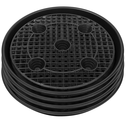 Plastic Plant Saucer Stand,4-Pack 14 inch, Elevated Plant Saucer Self-Watering Fabric Pot Base, Use Nonwoven Grow Bags, Plant Saucers Flower Pot Tray for Indoor-Outdoo and Grow Tents Greenhouses - size: 14in-4pack