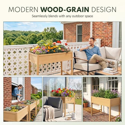 PASAMIC Raised Garden Bed with Legs, 40" HIPS Sturdy Elevated Planter Box - color: Wooden, size: 40x24x30in