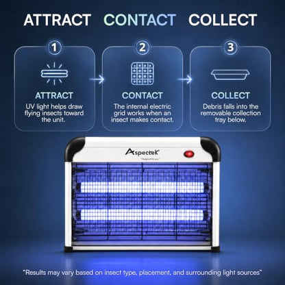 ASPECTEK 20W Bug Zapper, Electric Insect Killer for Indoor and Covered Outdoor, Mosquito, Fly and Moth Trap with Protective Mesh and Hanging Chain for Versatile Setup at Home, Patio and Garage - style: 20W Bug Zapper