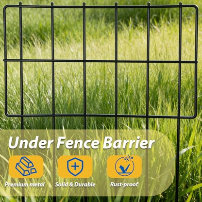 Animal Barrier Fence 17 in (H) X 27 Ft (L), Dig Defence Animal Barrier 25 Panels, Metal Garden Fence Blockers, Fence Barrier for Bottom of Fence for Dogs, Rabbits, Groundhog