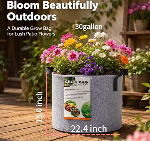 30 Gallon Fabric Grow Bags Nursery Planter Pot for Plants with Handles,3PCS - size: 30 gallon