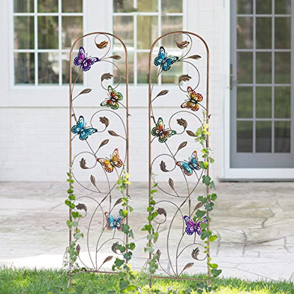 2 Pack Metal Garden Trellis for Climbing Plants - style: Butterfly
