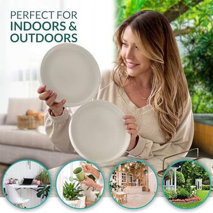 Willowy 2 Pack 9 Inch Matte White Ceramic Plant Drainage Trays, Indoor Use - color: Matte White, size: 9" (2 Pack)