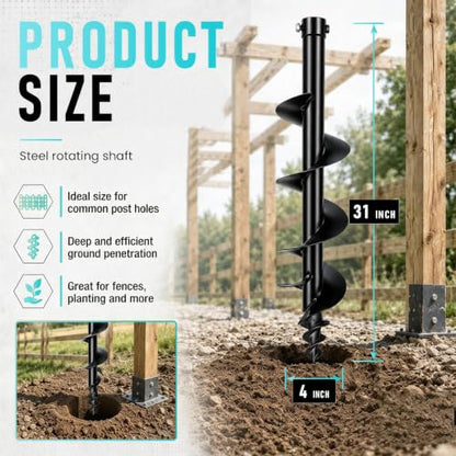 Hydraulic Drill Bit for Earth Auger, Heavy Duty Skid Steer Attachment with Wooden Box Packaging, Efficient Digging Tool for Post Holes and Landscaping