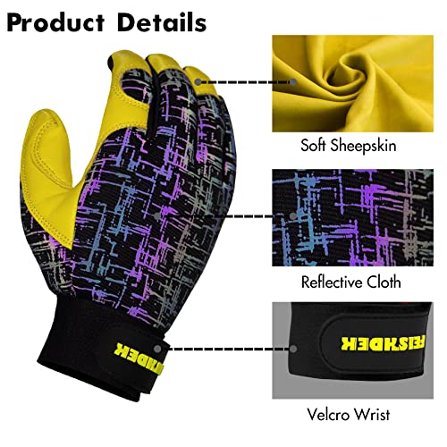 Gardening Gloves for Women Men, Touchscreen Sheepskin Leather Work Gloves - color: Black, size: Large (Pack of 1)