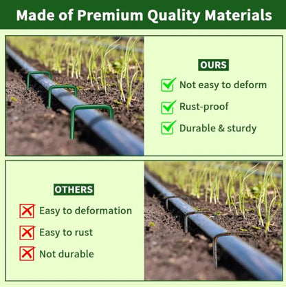 10Pcs Garden Staples Landscape Stakes Ground Pins, Lawn Staples Weed Fabric Staple, Steel Sod Anchor Securing Pegs for Securing Fabric (Black, 10x4cm) - color: Black