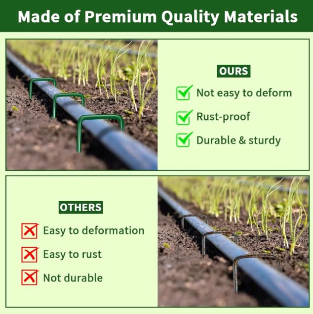 10Pcs Garden Staples Landscape Stakes Ground Pins, Lawn Staples Weed Fabric Staple, Steel Sod Anchor Securing Pegs for Securing Fabric (Green, 10x4cm) - color: Green