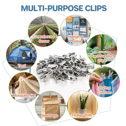 50 PCS Garden Clips for Netting - Stainless Steel Greenhouse Clamps