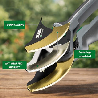 9" Bypass Pruning Shears, SK5 Steel Pruning Shears for Gardening, Garden Clippers with 2-Position Adjustable Jaw for Thick Branches, Landscaping - style: 9'' adjustable pruning shears