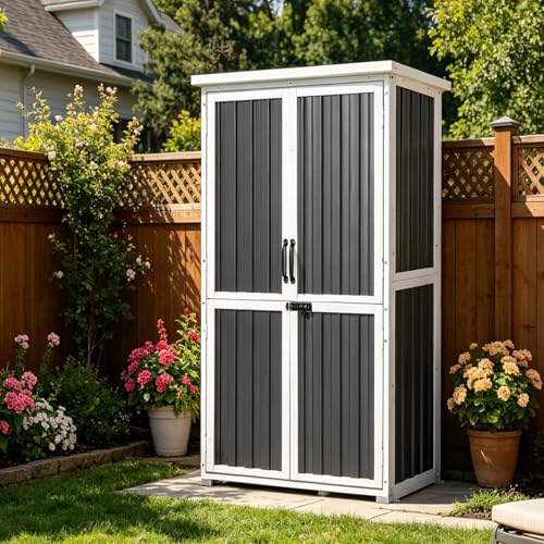 Aivituvin Outdoor Storage Cabinet,Weatherproof Plastic Shed with Adjustable Shelves,Outdoor Tool Storage for Patio,Garden,Backyard