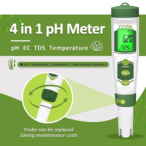 YINMIK pH EC Meter for Water Hydroponics, Digital PPM Meter for Nutrients - color: Green