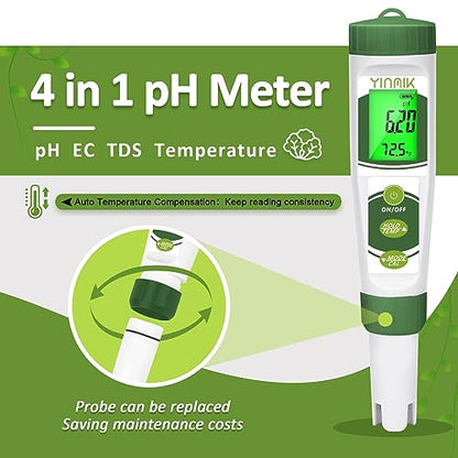 YINMIK pH EC Meter for Water Hydroponics, Digital PPM Meter for Nutrients - color: Green