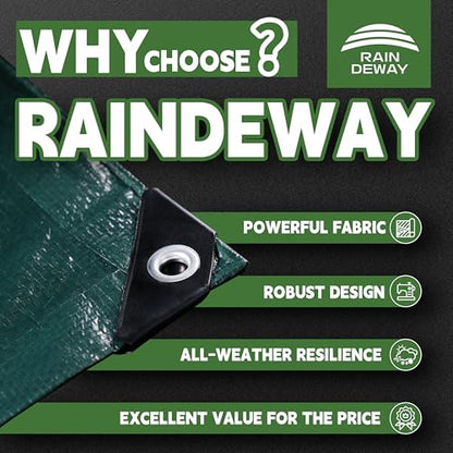 RAINDEWAY Green Tarp 6x8 Feet(10 Pack),5.5Mil Waterproof Poly Tarps Cover - color: Green, size: 6'×8'（10 Pcs）-Finished Size