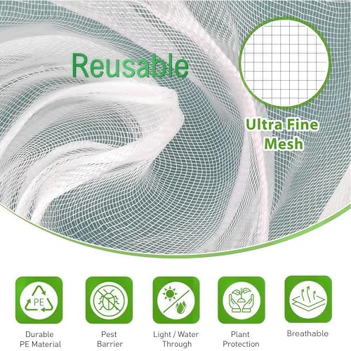 Drawstring & Zipper Fruit Tree Netting Cover - (4 Pack 8×6.6FT) - Reusable Bird Netting for Blueberry Bushes, Anti-Cicada/Deer/Squirrel Large Plant Protection Net - size: 8×6.6 ft