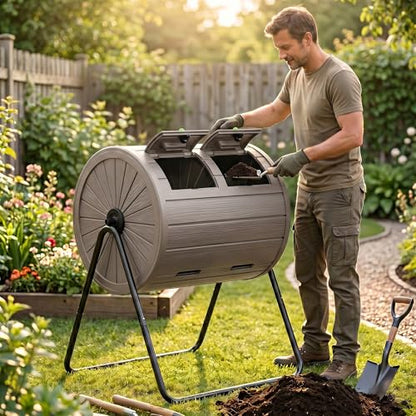 DRATO Compost Bin Outdoor 37.5 Gallon Gray - color: Gray