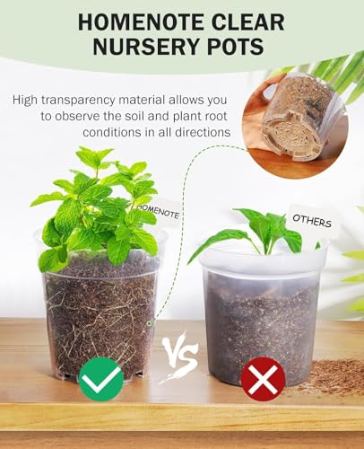 homenote 4/5/6.7 Inch Transparent Nursery Pots with Drainage Holes (30 Pcs) - color: Transparency-no Lid, size: 4/5/6.7 Inch-30 Pack